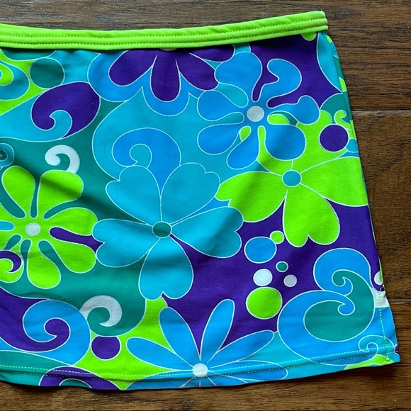 Vintage Limited Too bright neon blue & green mini skirt swim coverup - Picture 9 of 9